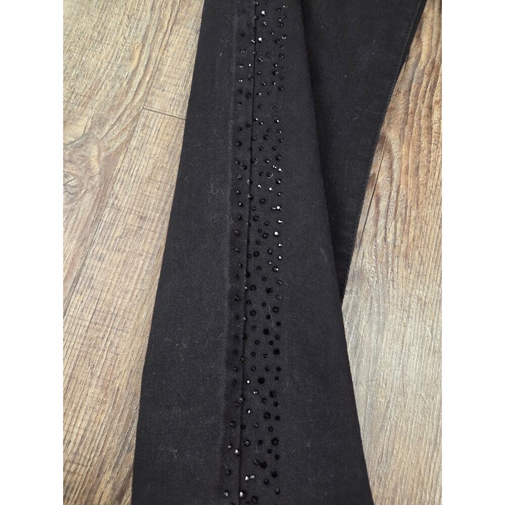 Artistan NY Black Stretch Jeans Rhinestones Pants Size 12 Cropped - Picture 3 of 6